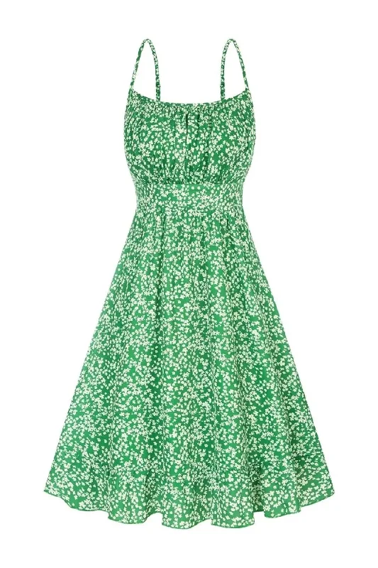 Amalfi Floral Flare Mini Dress - Green