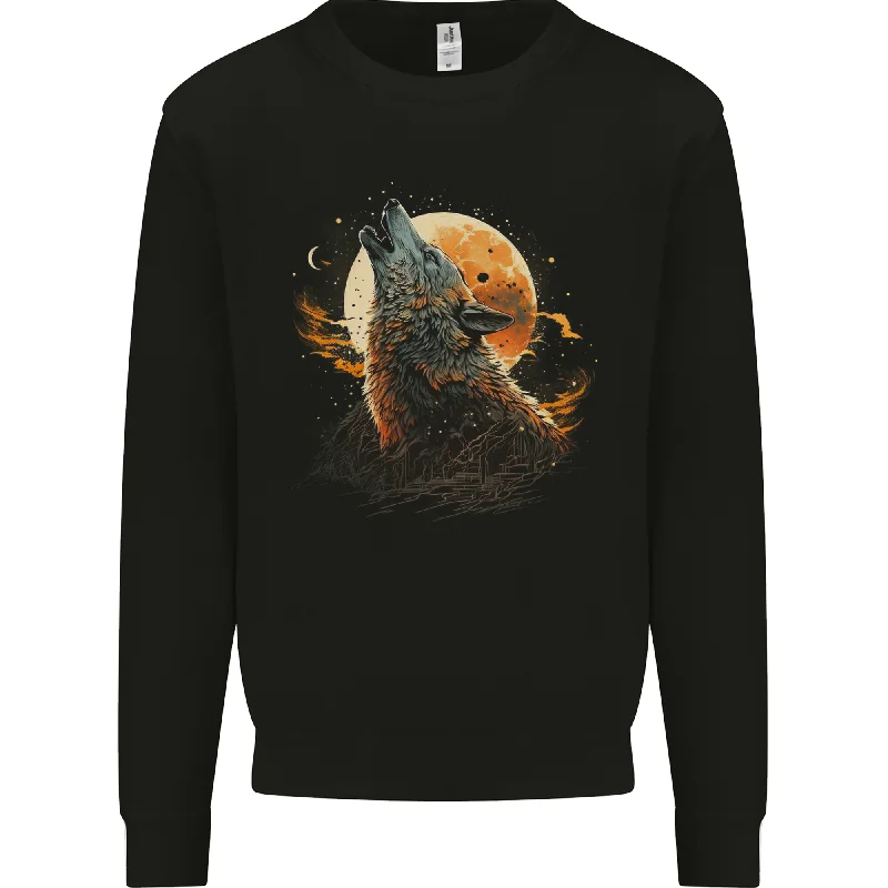 A Howling Wolf in the Moon Light Mens Sweatshirt Jumper