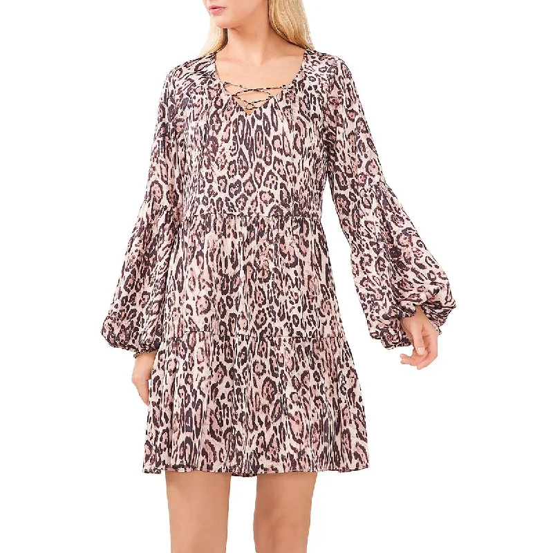 Womens Animal Print Short Mini Dress