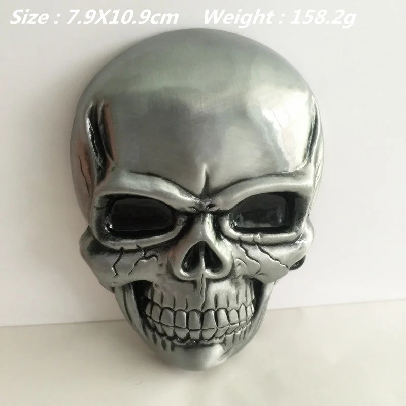 Retail 2016 New style Skull Cowboy belt buckle for Men women Jeans accessories Fit 4cm Wide Belt 79*109mm 158.2g Silver Metal