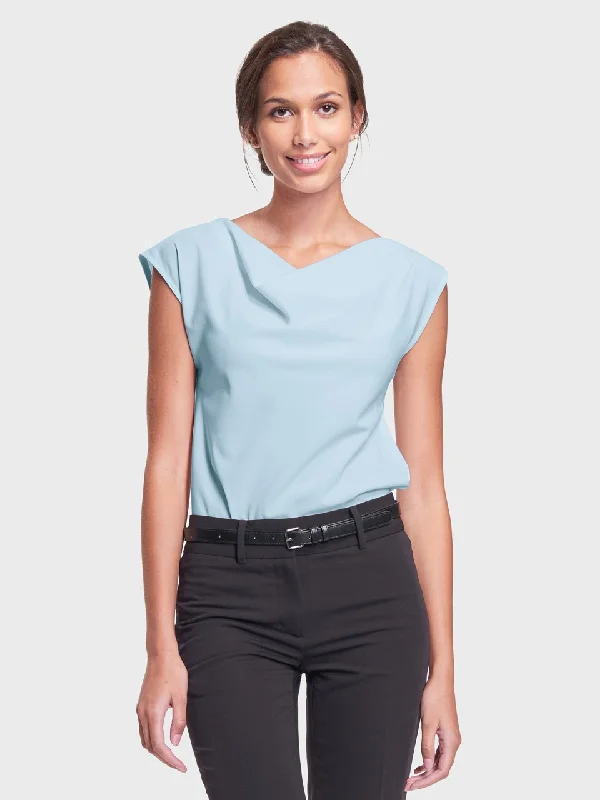 Ladies' Cowl Neck Blouse - Ice Blue