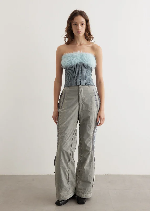 Crack Padded Lace-Up Wide Pants