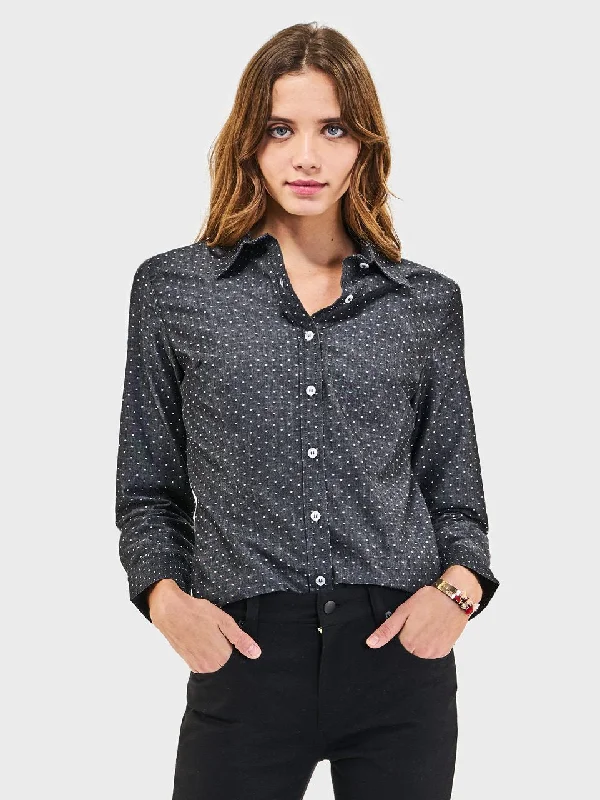 Ladies' Essential Blouse - Charcoal Chambray Dots