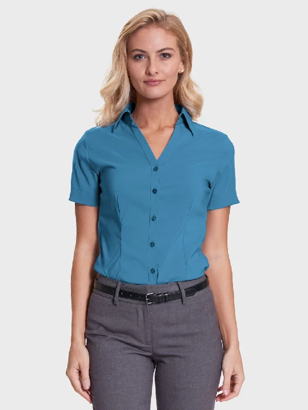 Ladies' Perfect Blouse Short Sleeve - Aquamarine