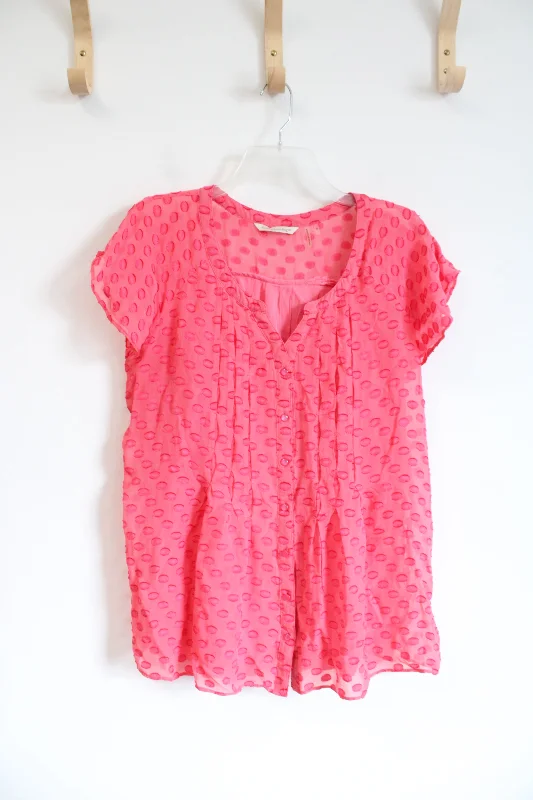 Soft Surroundings Pink Textured Short Sleeved Blouse | S