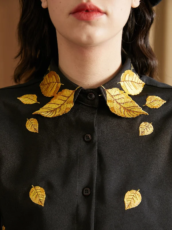 Golden Leaf Embroidered Blouse