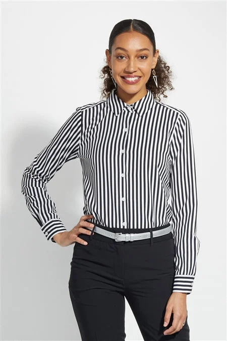 Ladies' Essential Blouse - Black/White Stripe