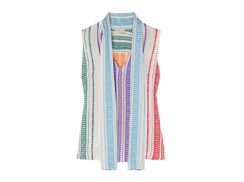 Zeus + Dione Drios Striped Sleeveless Blouse