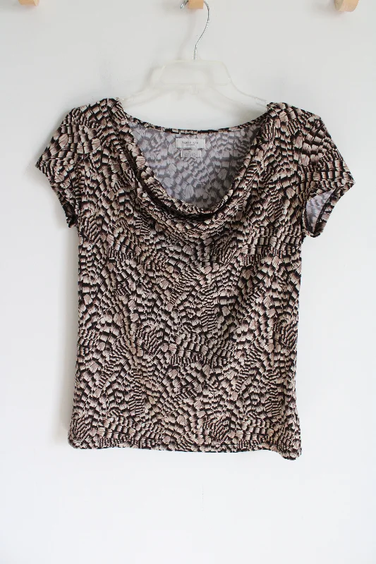 Van Heusen Brown Patterned Cowl NEck Blouse | S