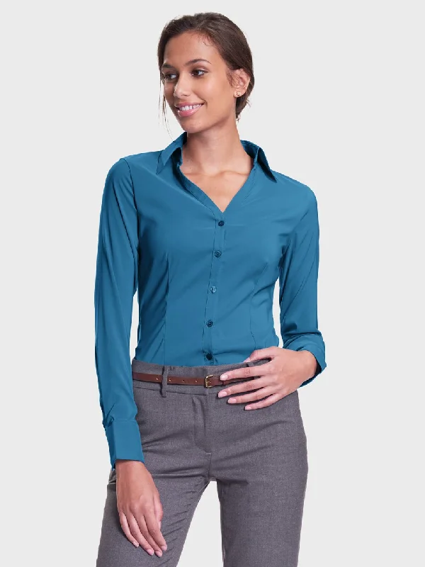 Ladies' Perfect Blouse Long Sleeve - Aquamarine