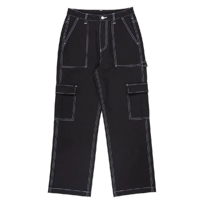 Santa Cruz Womens Pant Workers Cargo Pant - Black / White Stitch