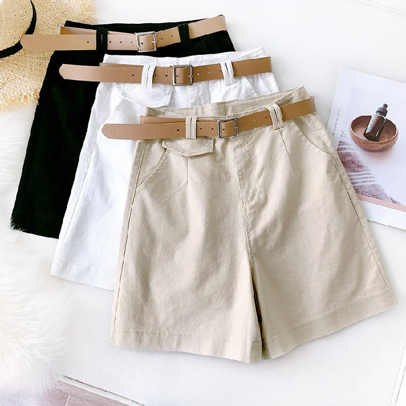 Pants shorts female British temperament knights straight pants summer elastic cotton five pants casual wide leg pants