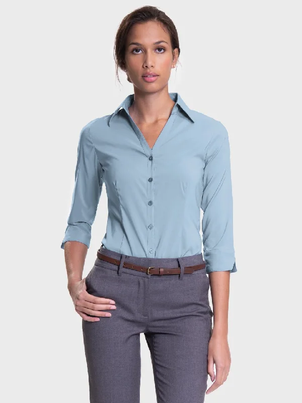 Ladies' Perfect Blouse Three Quarter Sleeve - Ice Blue