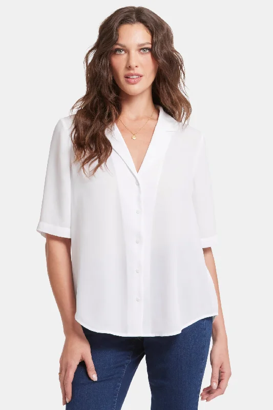 Gabrielle Short Sleeved Blouse - Optic White