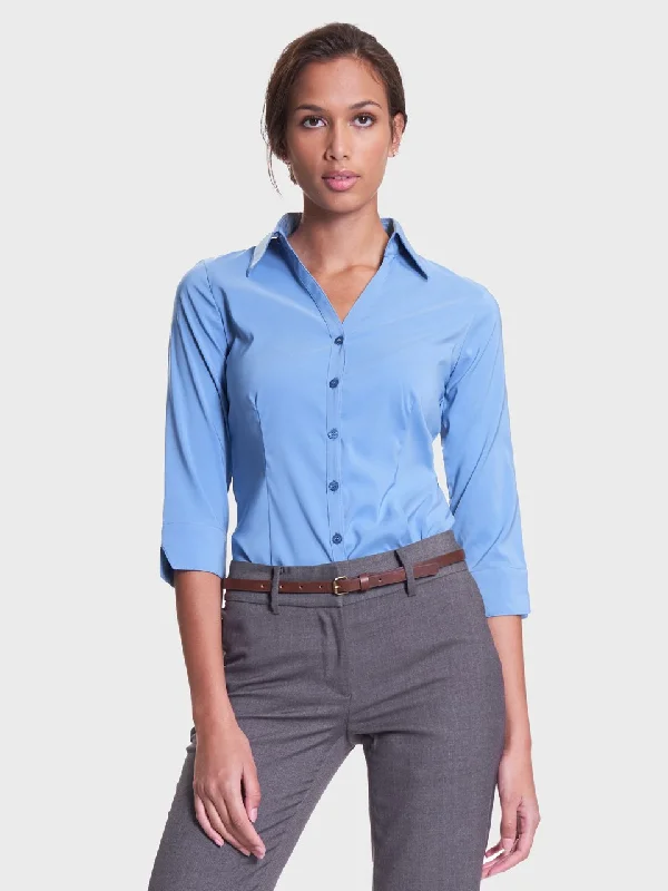 Ladies' Perfect Blouse Three Quarter Sleeve - Peri Blue