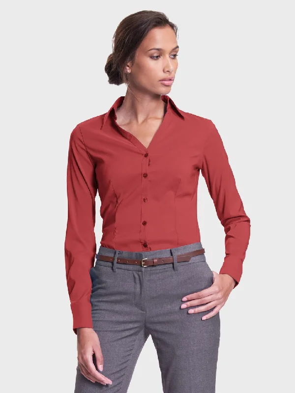 Ladies' Perfect Blouse Long Sleeve - Sunset Red