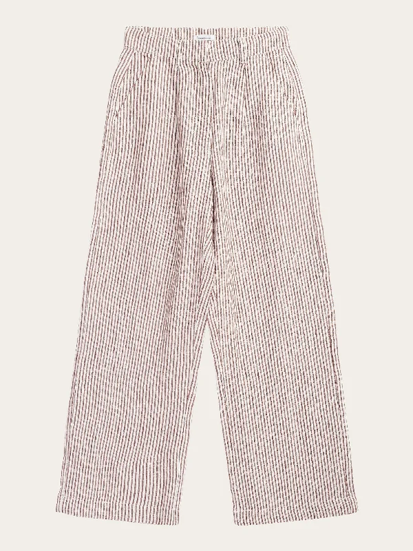 POSEY wide mid-rise striped linen pants - GOTS/Vegan - Brown stripe