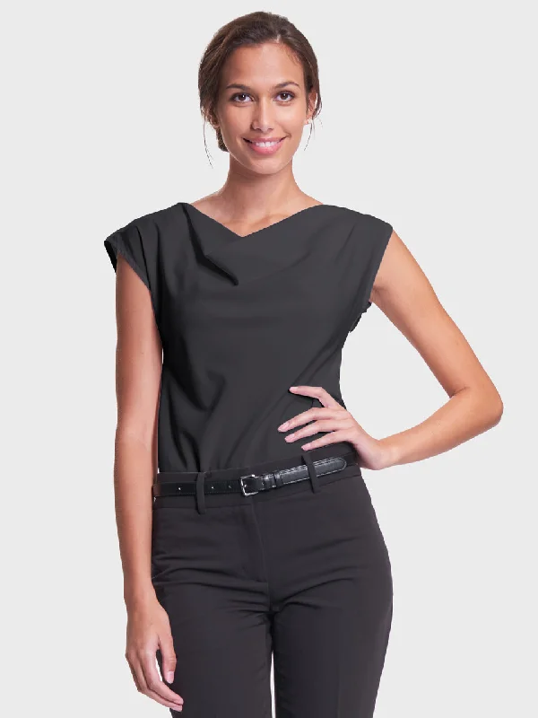 Ladies' Cowl Neck Blouse - Black