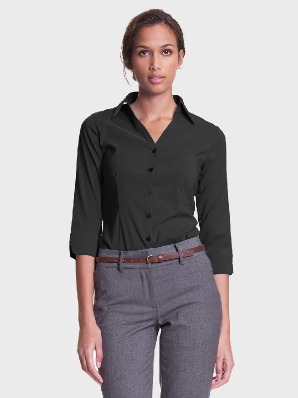 Ladies' Perfect Blouse Three Quarter Sleeve - Black