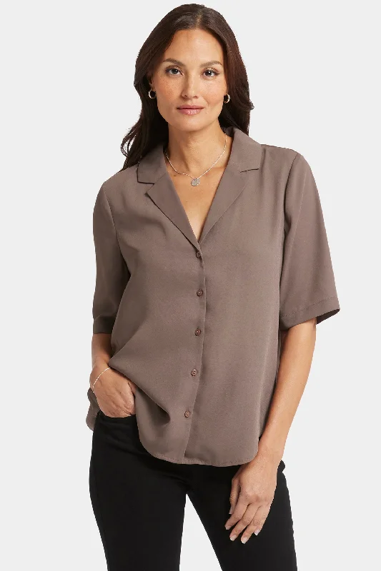 Gabrielle Short Sleeved Blouse - Dark Wood