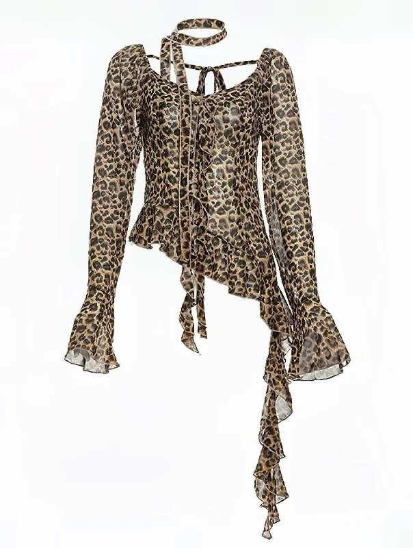 Wild Leopard Mesh Blouse