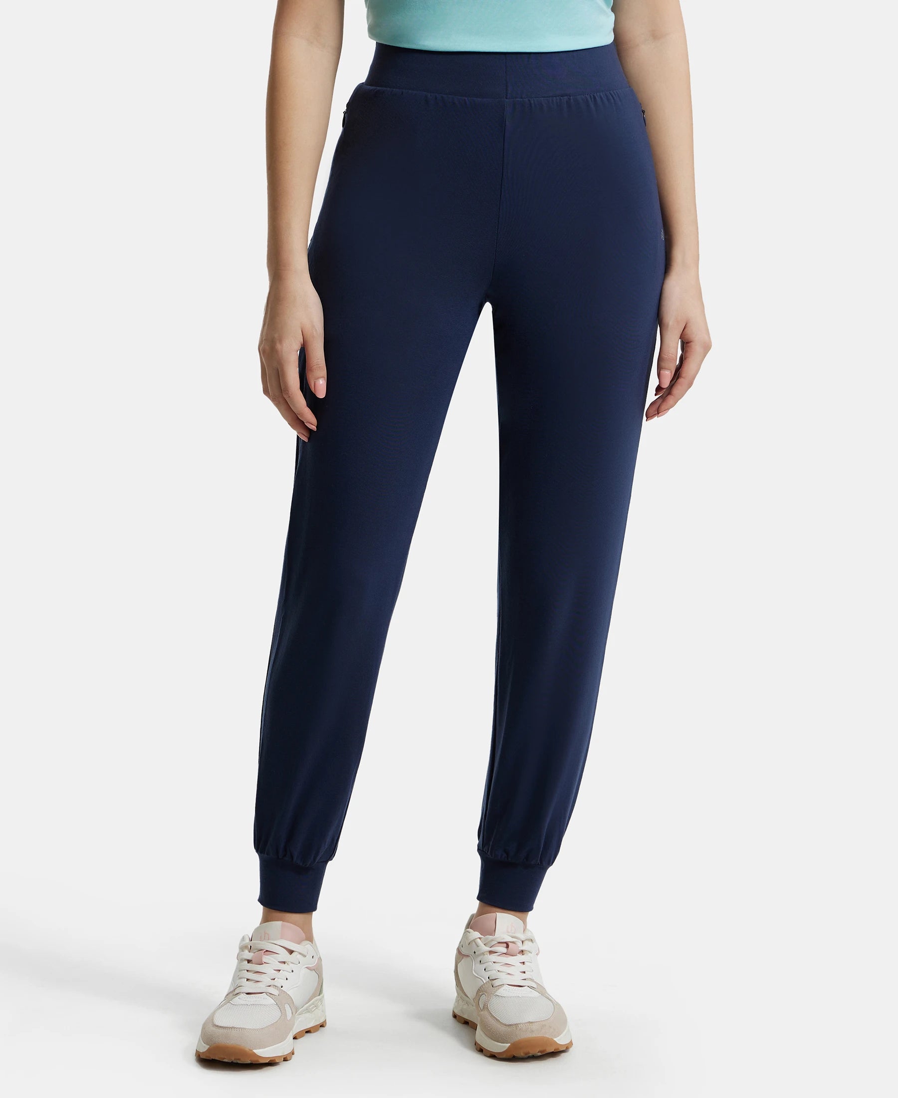 Tencel Lyocell Elastane Stretch Relaxed Fit Yoga Pants - Blue Iris