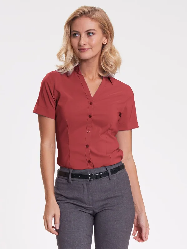 Ladies' Perfect Blouse Short Sleeve - Sunset Red