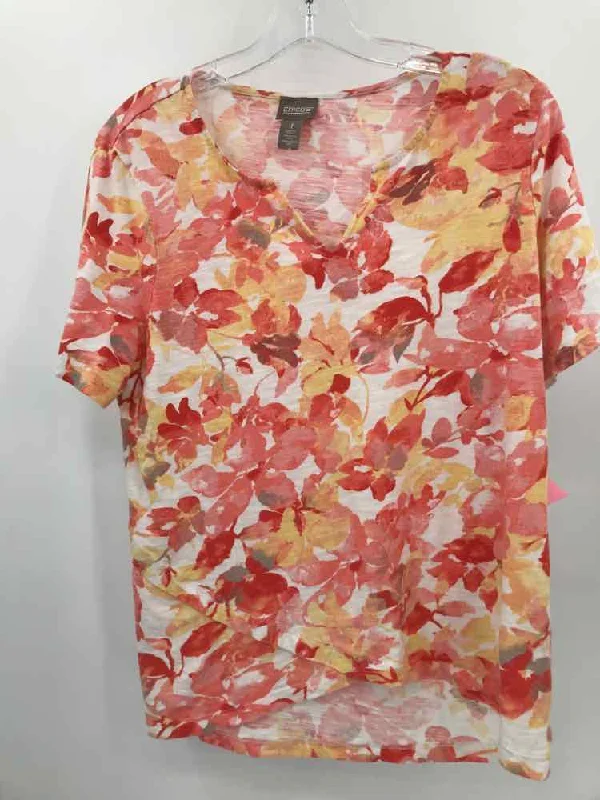 Pre-Owned Chico's Orange Size Medium Printed T-shirt