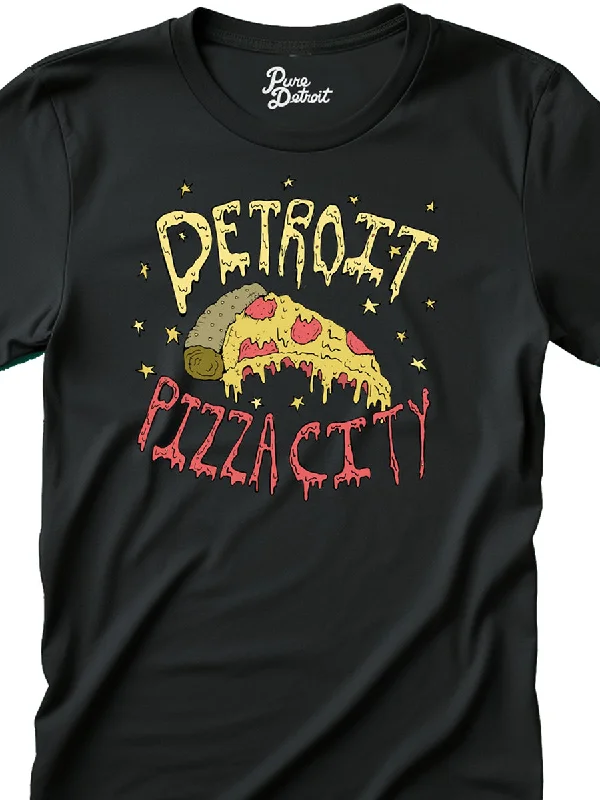 Detroit Pizza City Premium Unisex T-shirt - Round Slice - Black