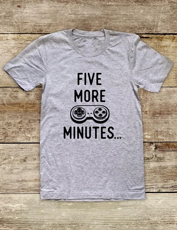 Five More Minutes - funny Video Game Nintendo Playstation XBox shirt Soft Unisex Men or Women Short Sleeve Jersey Tee Shirt