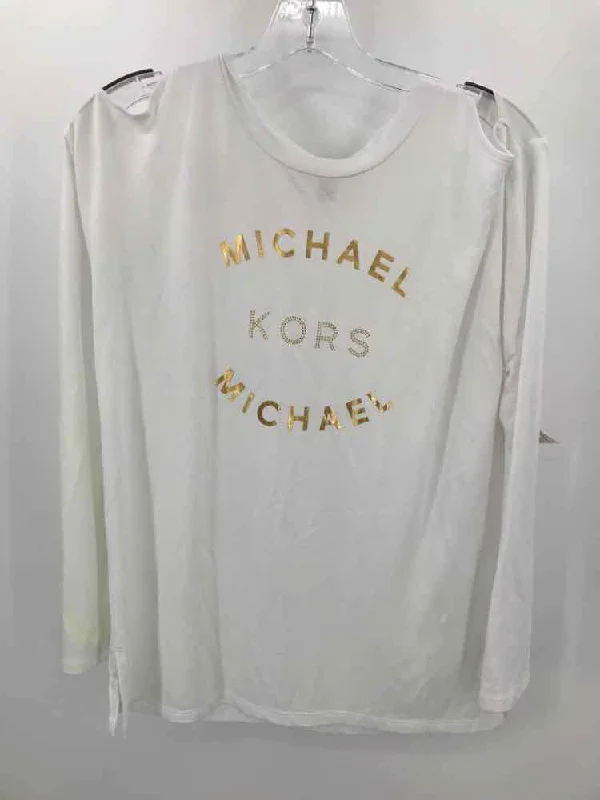 Pre-Owned MICHAEL Michael Kors White Size XS Logo Long Sleeve T-shirt