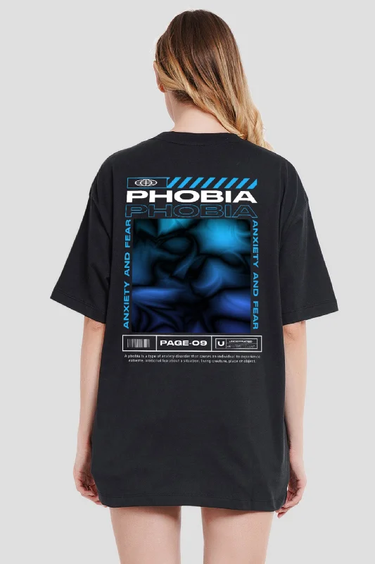 Phobia Black Printed T-Shirt Women Oversized Fit