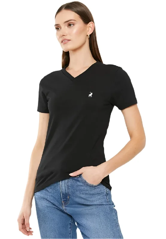 Polo 0048919 Wmn Kelly V-Neck T-Shirt Black