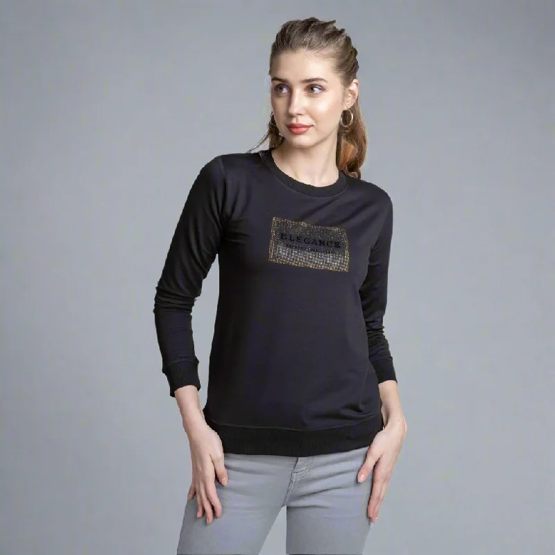 Round Neck Full Sleeve Dark Grey T-shirt for Ladies