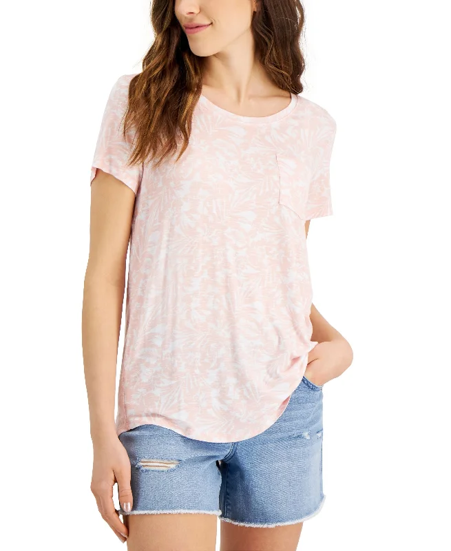 Style & Co Womens Printed Drapey T-Shirt