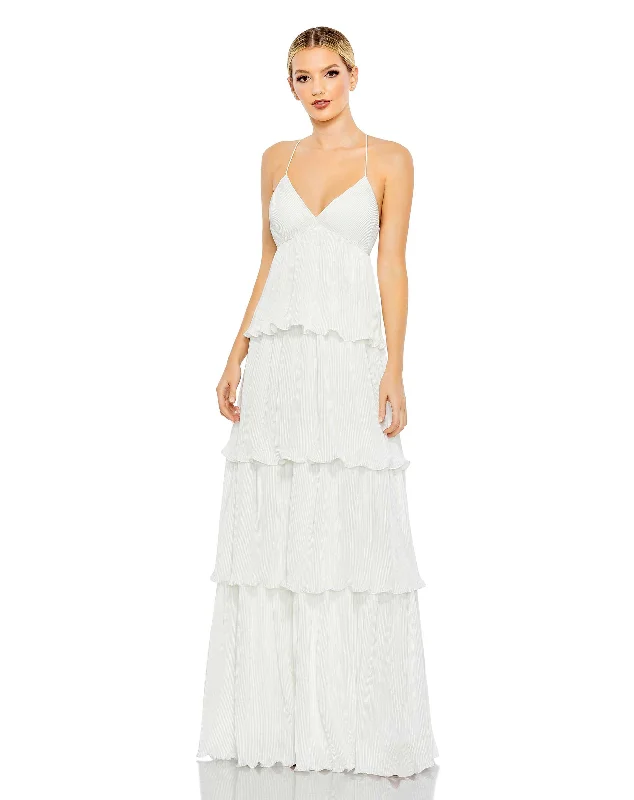 White Spaghetti Strap Ruffle Layered Maxi Dress - FINAL SALE