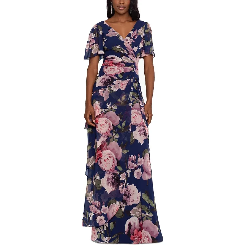 Womens Surplice Tiered Maxi Dress