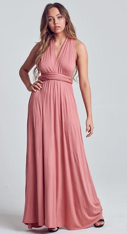 Multi way maxi dress - dark peach