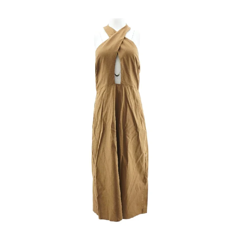 Brown Solid Maxi Dress