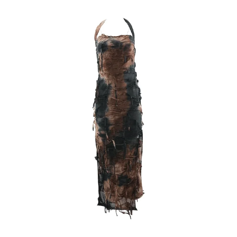 Brown Tie Dye Maxi Dress