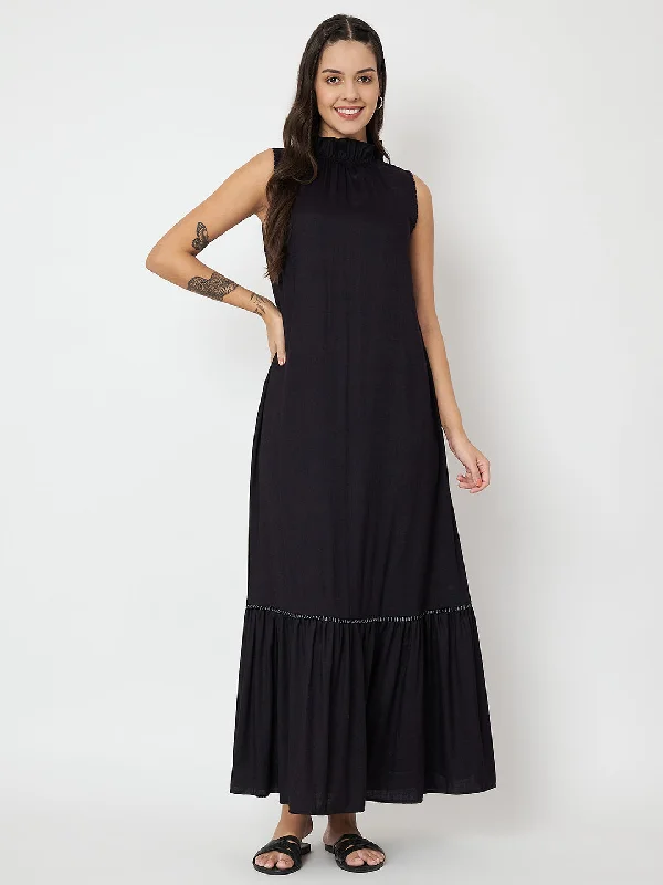 Cotton Slub Tiered Maxi Dress