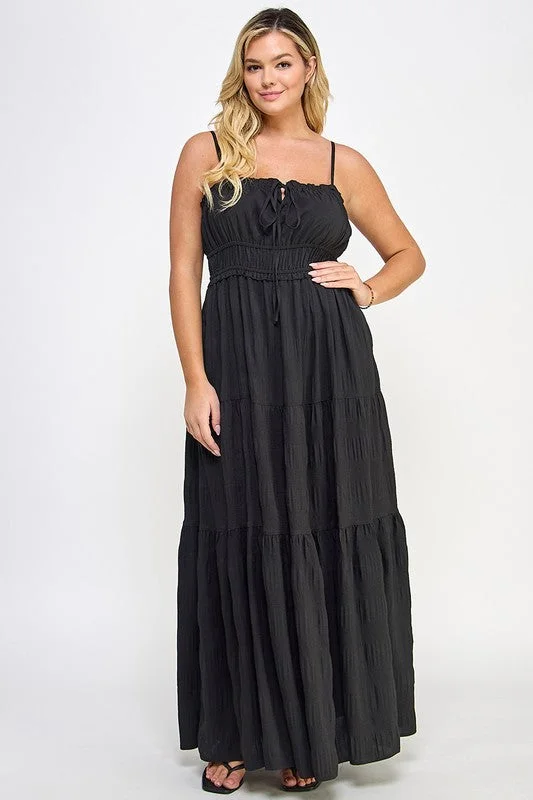 Curvy Tie Bust Maxi Dress