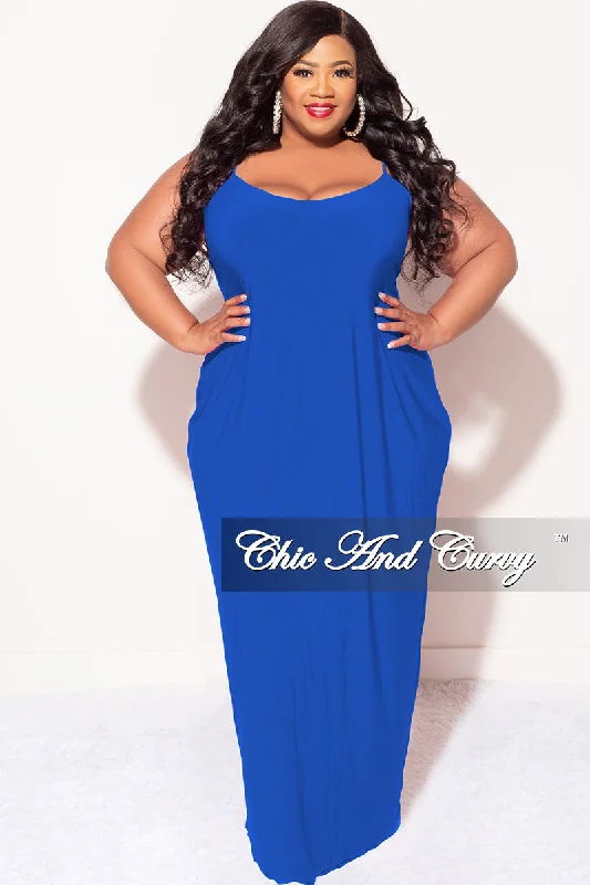 Final Sale Plus Size Spaghetti Strap Maxi Dress in Royal