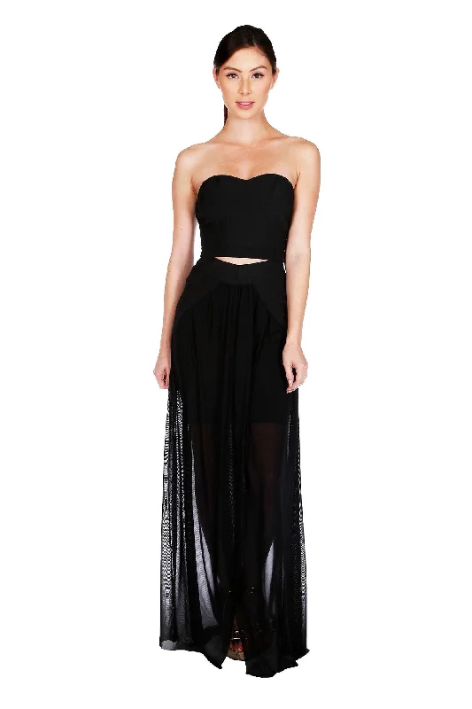 Naughty Grl Sweetheart Two Piece Maxi Dress - Black