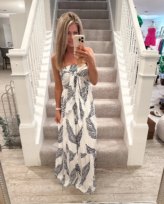 Mykonos Strapless Maxi Dress: White/Navy