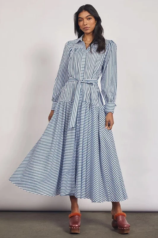 River Long Sleeve Maxi Dress | Blue Stripe