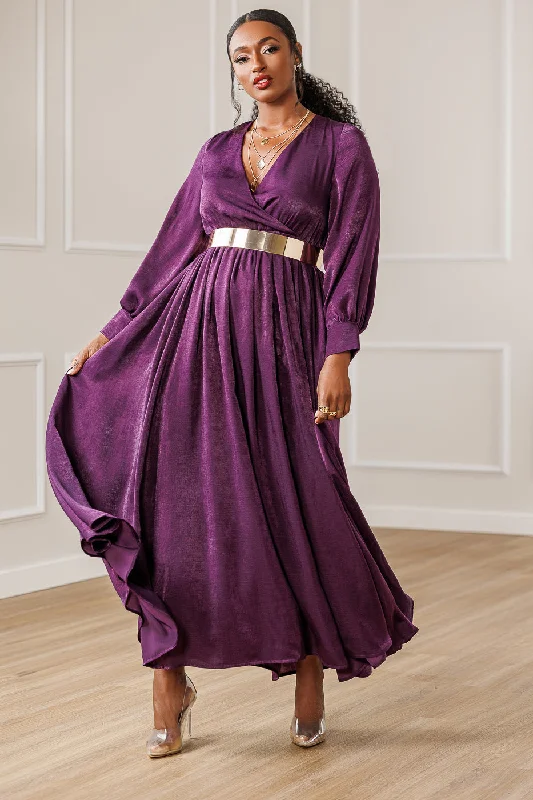 Salma Surplice Maxi Dress - Purple