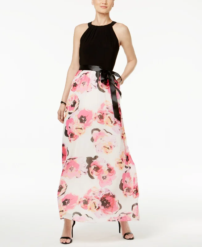 SL Fashions Floral Print Halter Maxi Dress