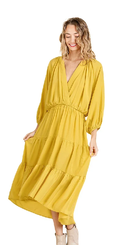 Tiered Ruffle Maxi Dress, Yellow