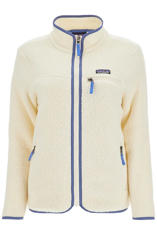 Women's Retro Pile Fleece Jacket With  - White